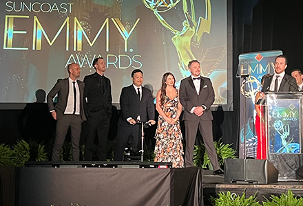 Jared Brown gives speech at Emmys