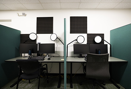 two workstations set up in the new sarasota faculty production room