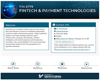 screenshot of main page in dr. dozier course