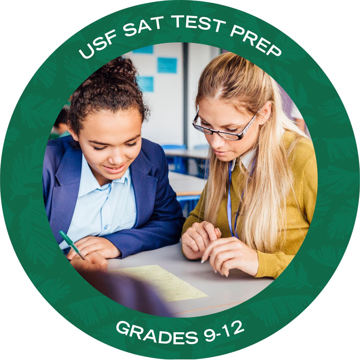USF SAT Blitz with text stating "USF SAT Test Prep Grades 9-12"