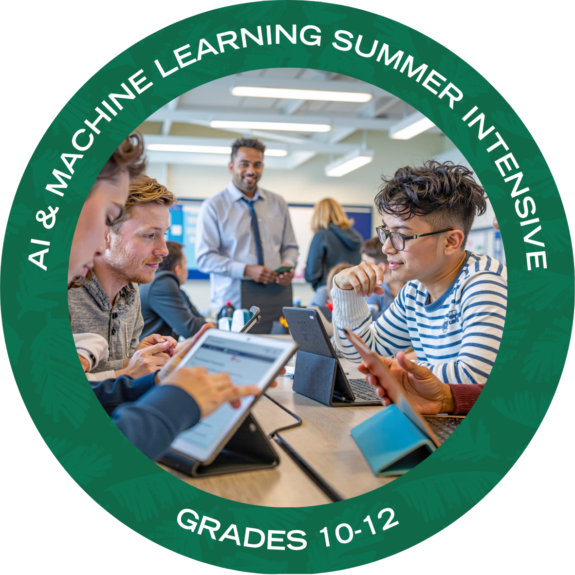 AI & Machine Learning with text stating "AI & Machine Learning Grades 10-12"