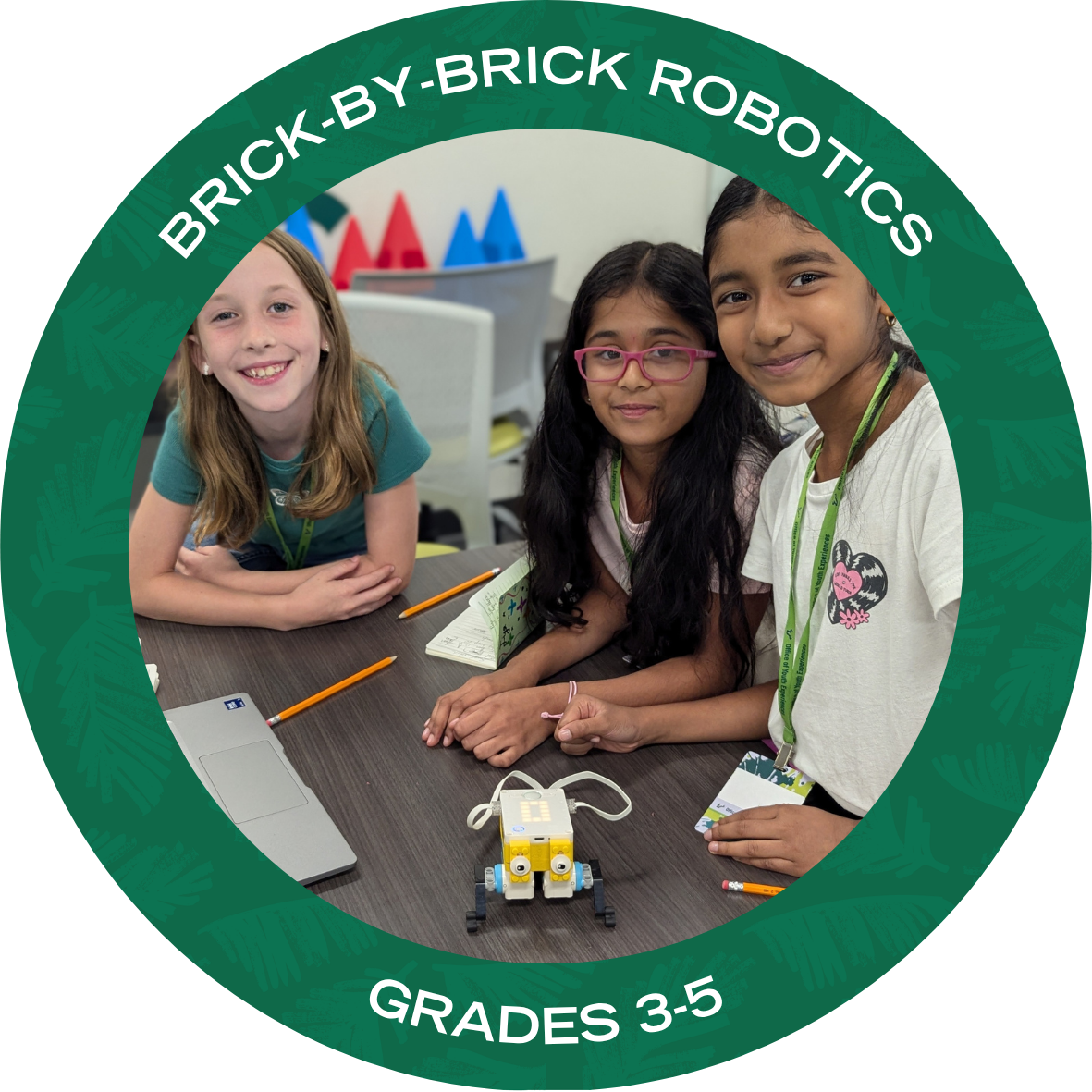 USF Brick-by-Brick Robotics Camp with text stating "USF Brick-by-Brick Robotics Camp Grades 3-5"