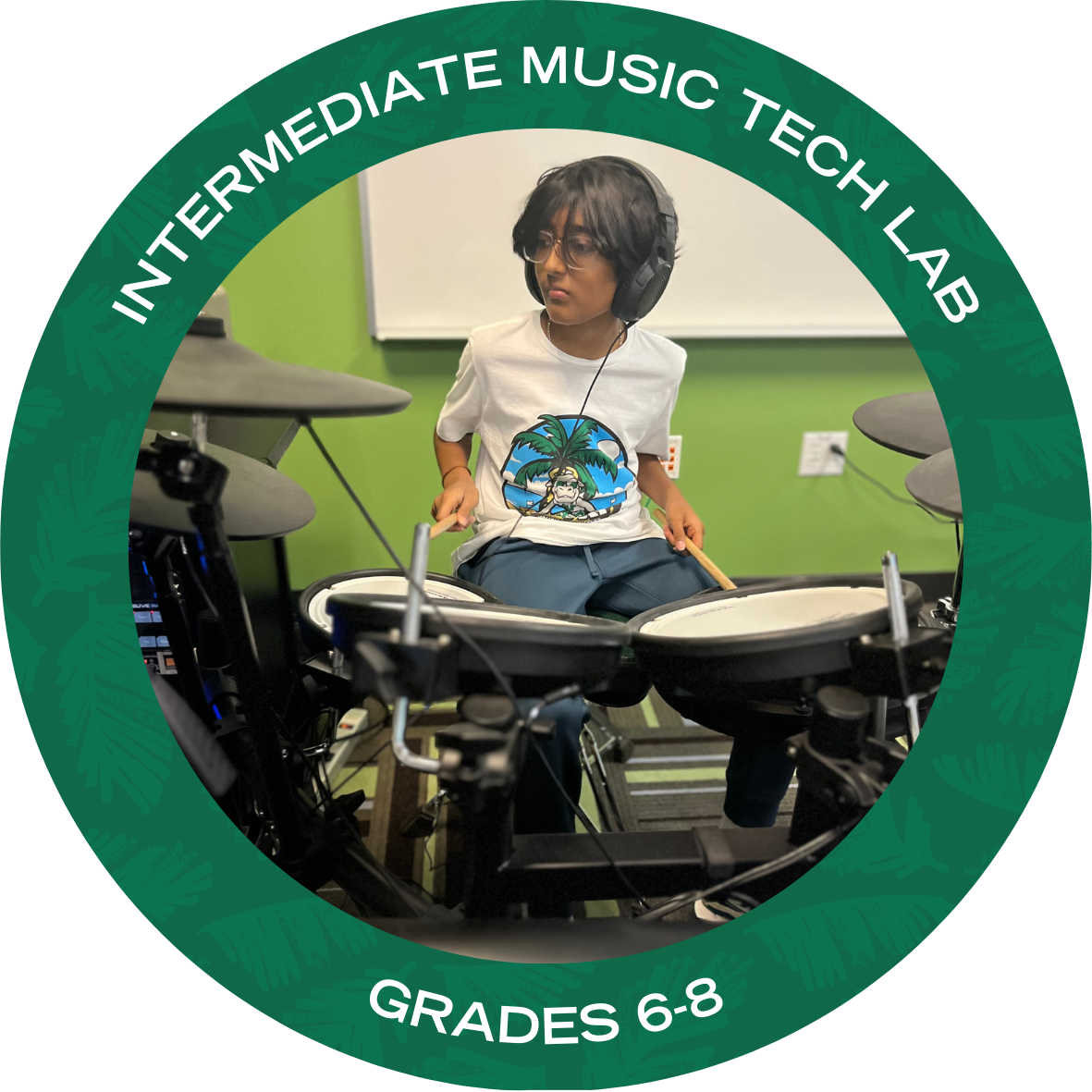 Intermediate Music Tech Lab with text stating "Intermediate Music Tech Lab Grades 6-8"