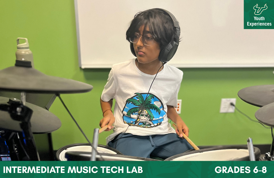 Intermediate Music Tech Lab with text stating "Intermediate Music Tech Lab Grades 6-8"
