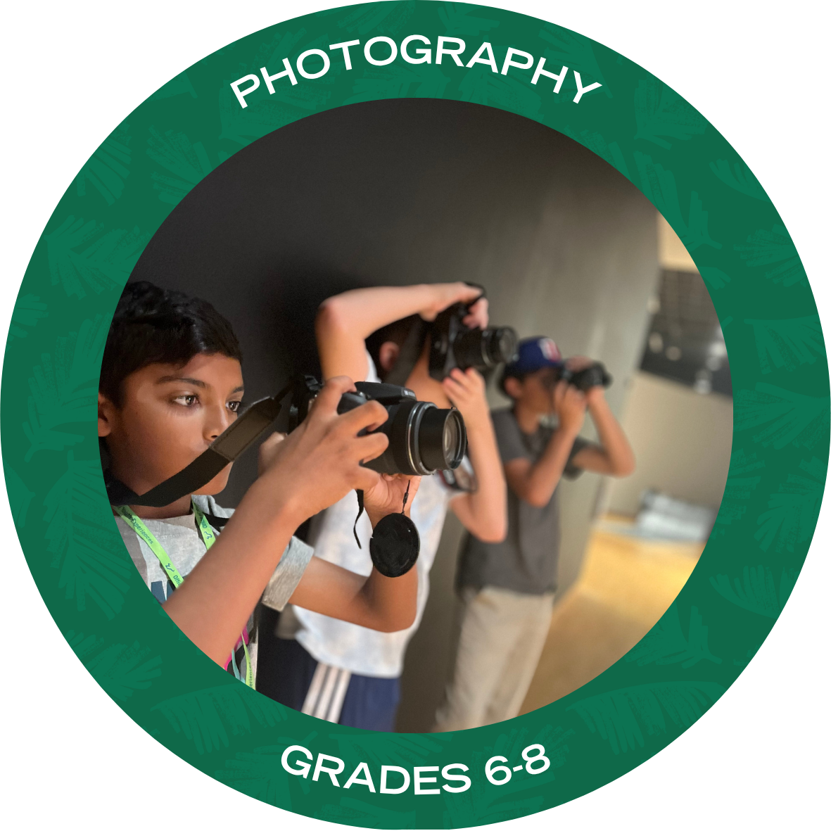 USF Photography Camp with text stating "USF Photography Camp Grades 6-8"