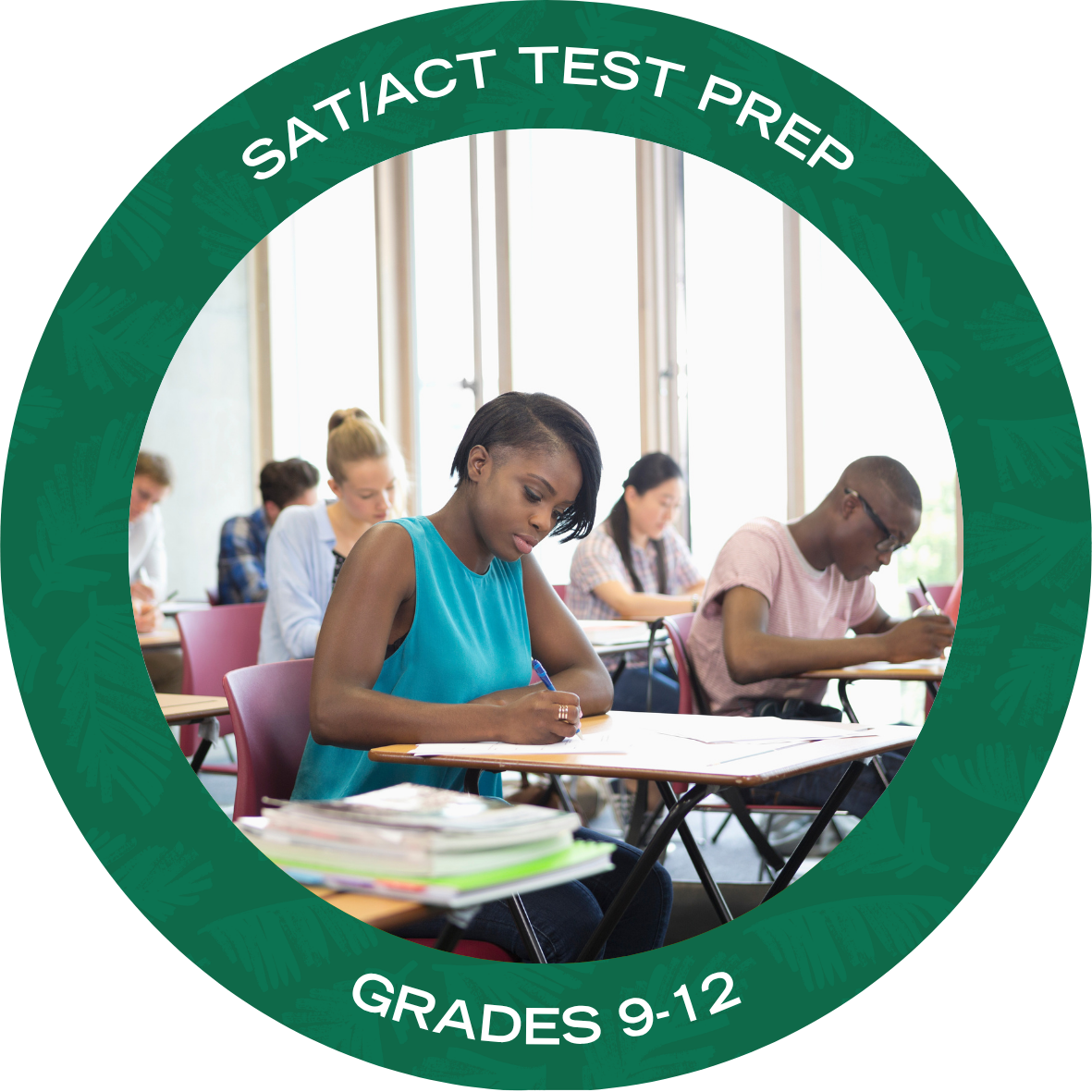 SAT/ACT Test Prep with text stating "SAT/ACT Test Prep Grades 9-12"
