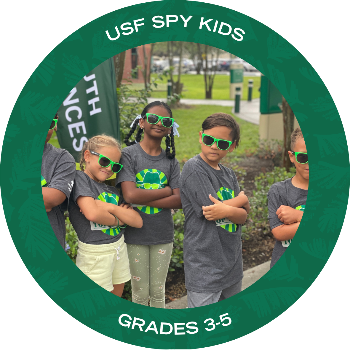 USF Spy Kids with text stating "USF Spy Kids Grades 3-5"