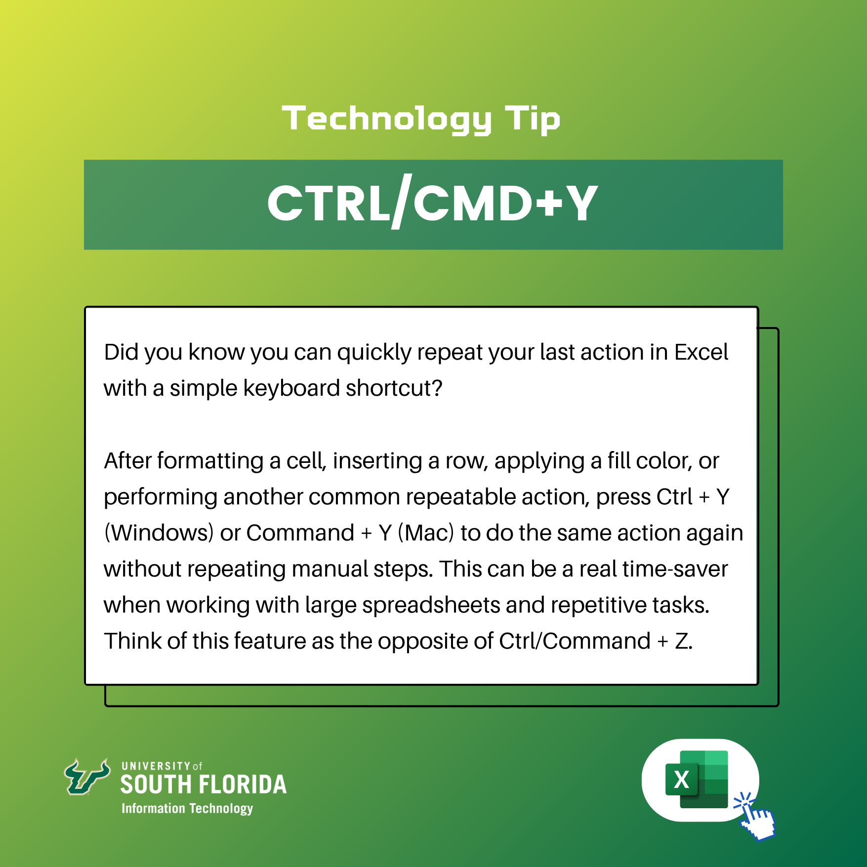 A green infographic highlighting a feature in Microsoft Excel