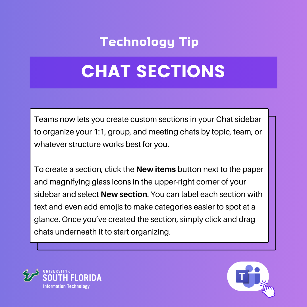A purple infographic highlighting a feature in Microsoft Teams