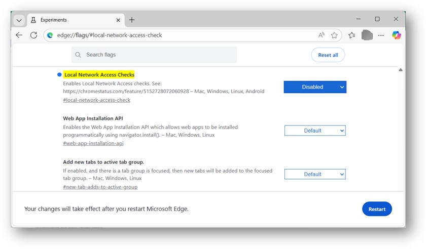A pop-up with browser settings