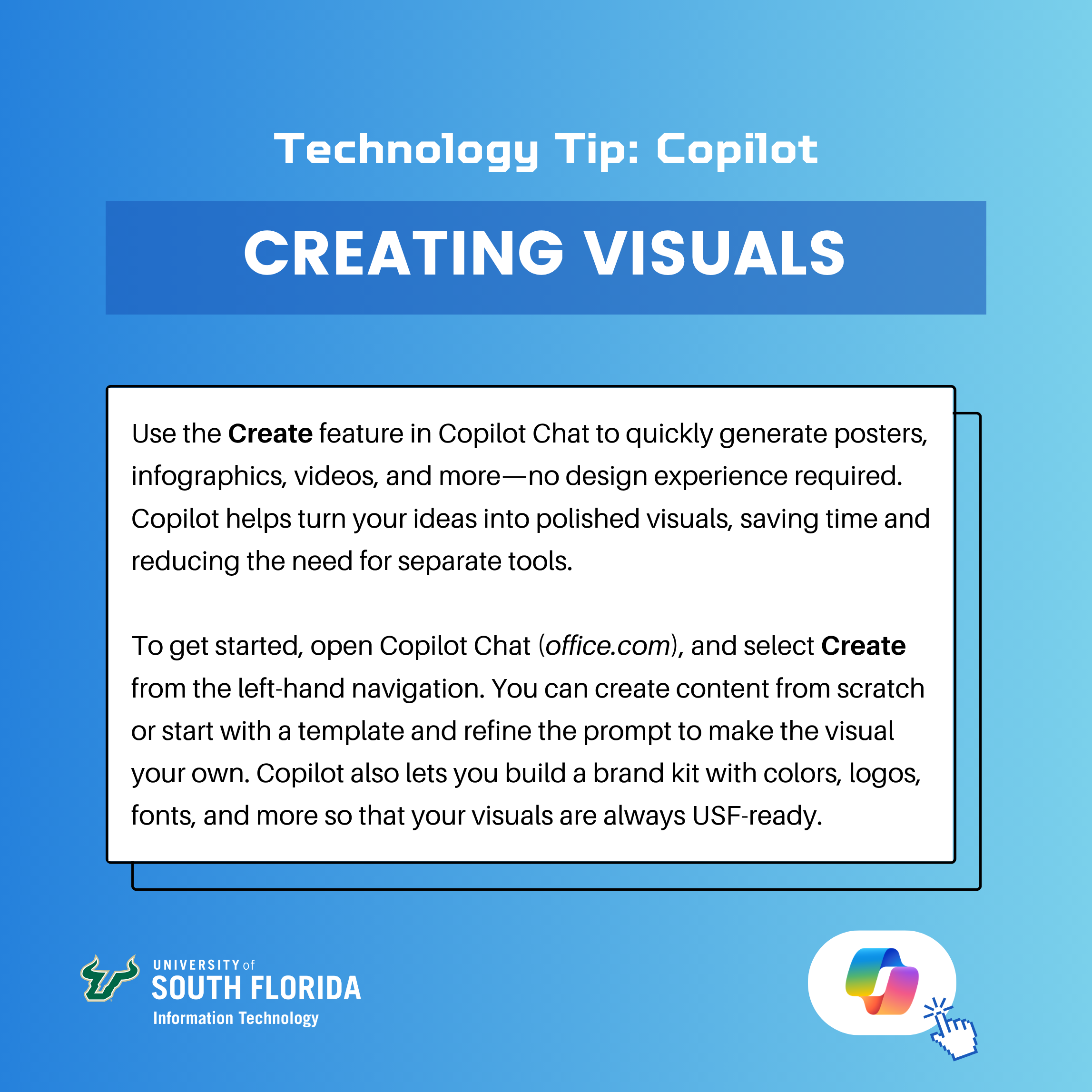A blue infographic highlighting a feature in Microsoft Copilot