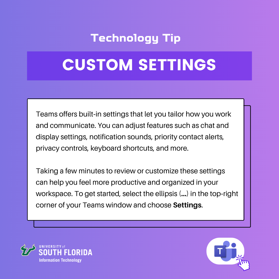 A purple infographic highlighting a feature in Microsoft Teams