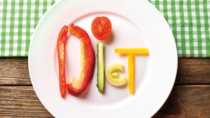 "Diet" spelled out in vegetables