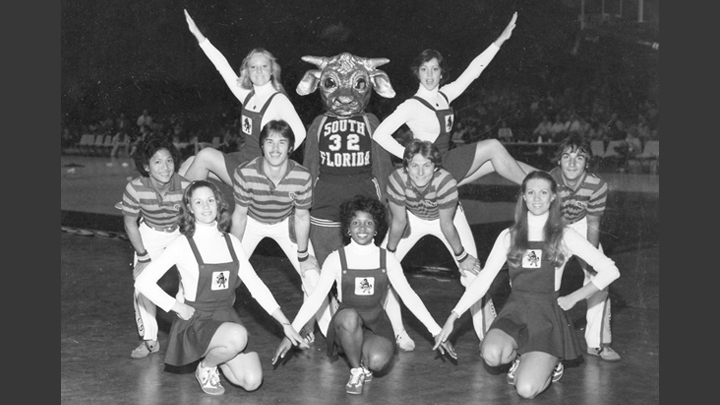 Rocky and the USF Cheerleaders
