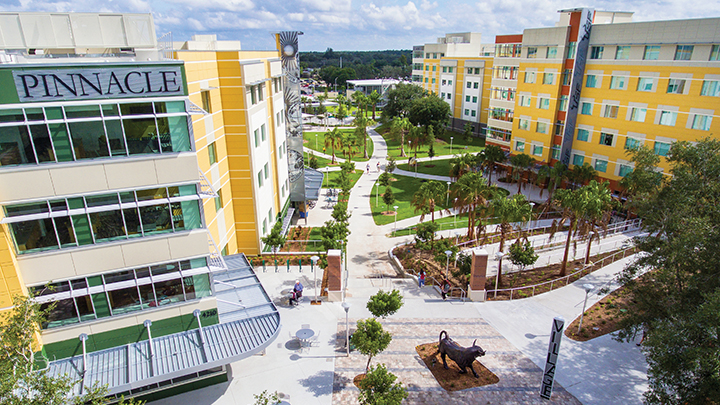 Aerial photo of "The Villages" new residence halls