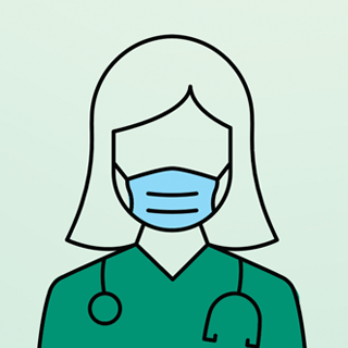 Graphic of person wearing a mask