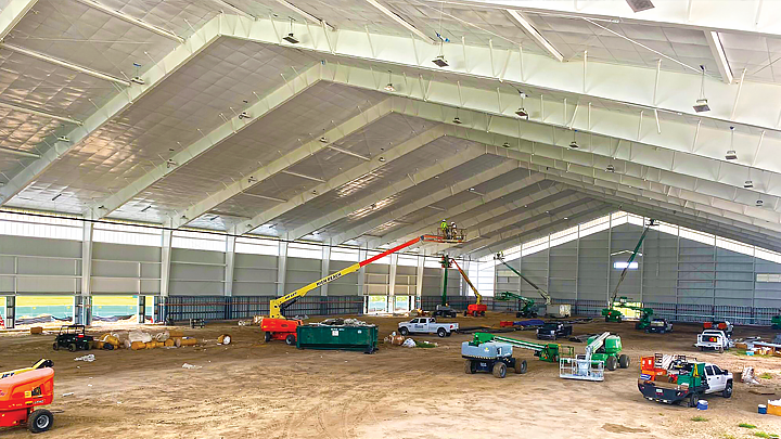 Construction inside indoor performance facility