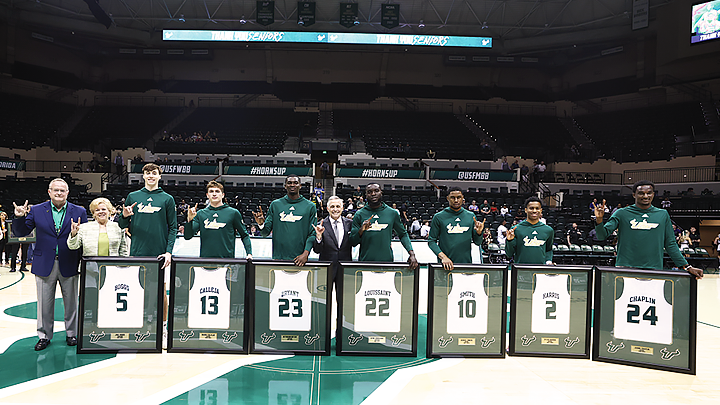 6 p.m. Wednesday, President Law joins Athletic Director Michael Kelly and men’s basketball players for Senior Night at the USF Men’s Basketball game.