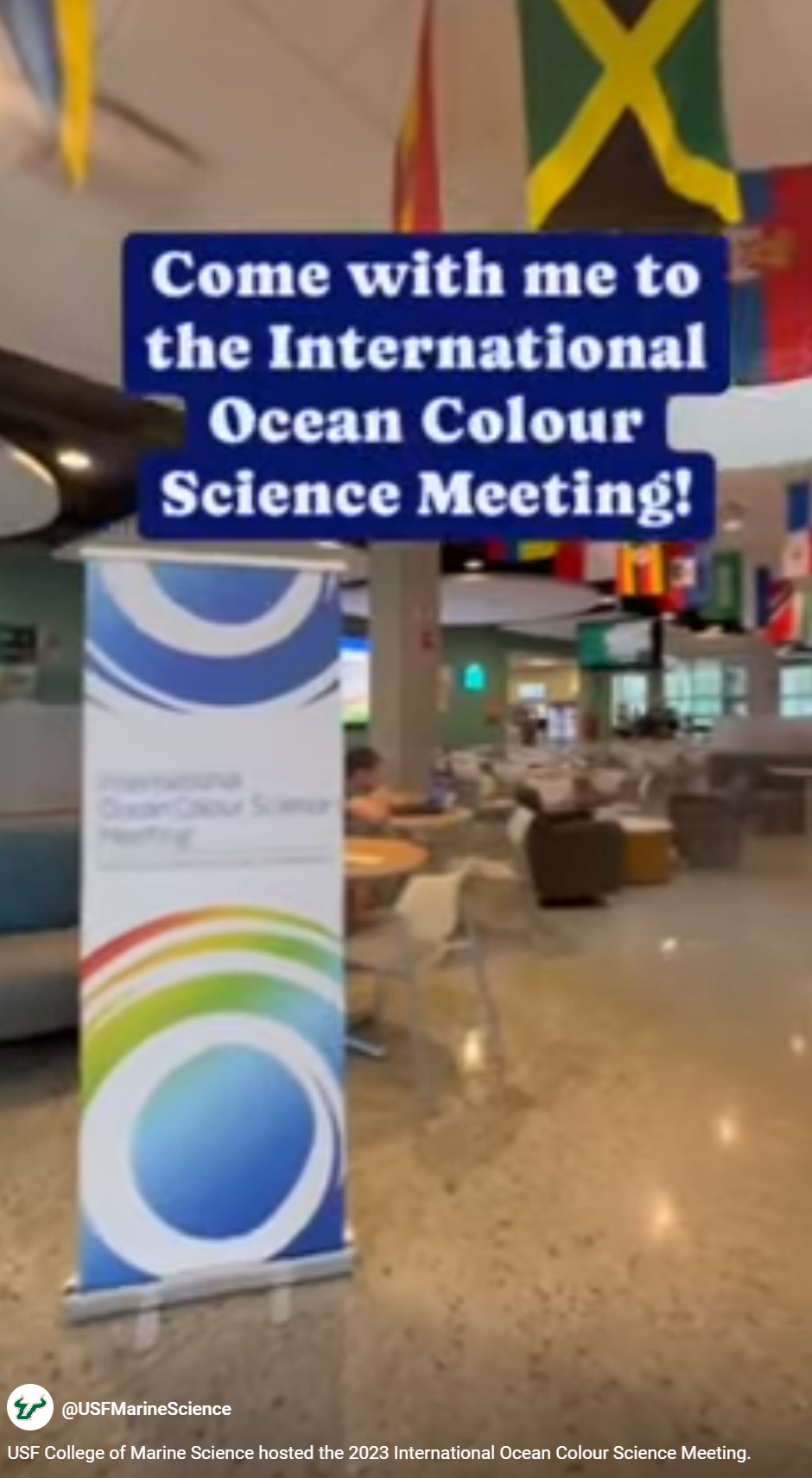 This week, the USF College of Marine Science hosted experts from around the world for the International Ocean Colour Science Meeting 2023. Click the photo above to view the YouTube short video.