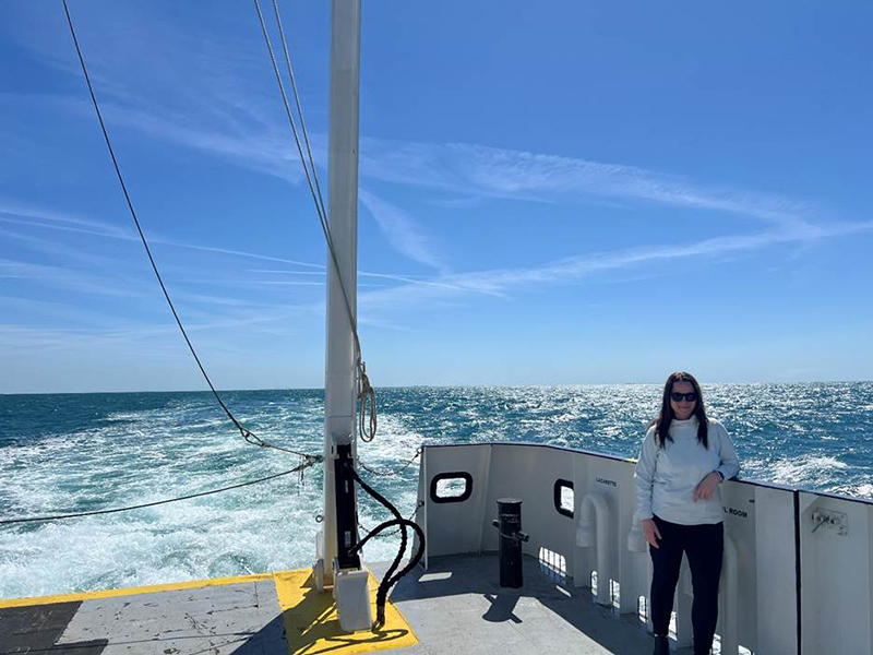 Abreus-Rodriguez aboard the RT W/V Hogarth. PHOTO CREDIT: Abreus-Rodriguez.