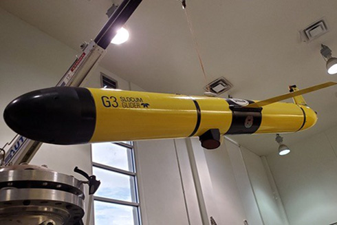 This autonomous glider, part of the University of South Florida College of Marine Science glider fleet, is modified with sonar technology and will collect up-close and personal data on the migrating animals in the water column during a mission to explore the Gulf of Mexico. Chad Lembke, Research Faculty at USF CMS, plays a critical role in the mission. The team will also use new technology from the National Geographic Society. Credit: John Horne, University of Washington.