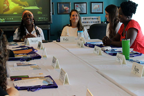 Dr. Angela Lodge – Angie --facilitated the visit to Clam Bayou, home base for the USF CMS Oceanography Camp for Girls. The visit, held November 5, 2019, was featured as part of the US State Department’s “Hidden No More” Women in STEM initiative. 