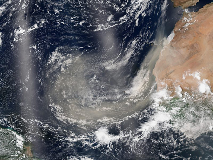 Dust storms from the Sahara supply many important chemical elements to the ocean. In a new study, researchers test how thorium can be used to quantify these elemental fluxes, which can be difficult to measure directly. Photo Credit: NASA 