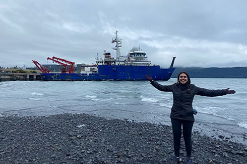 In front of the Sikuliaq in Seward, Alaska.