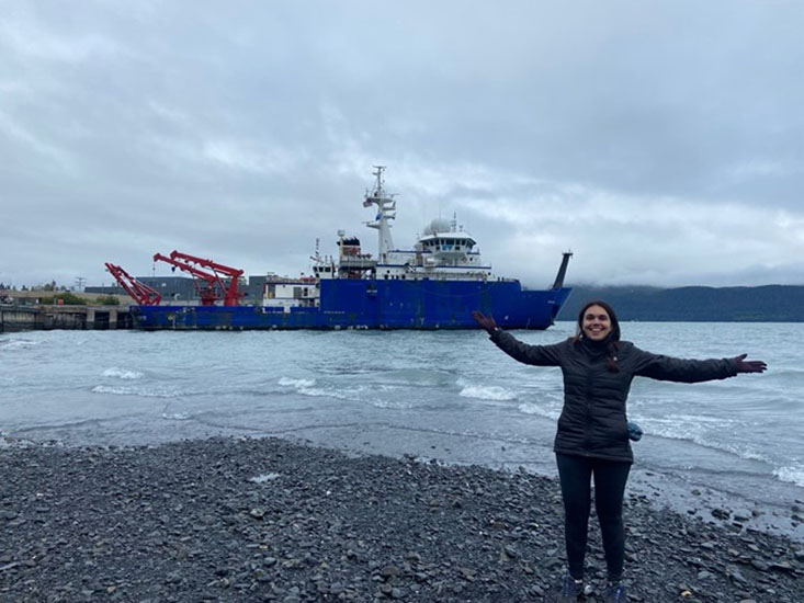 In front of the Sikuliaq in Seward, Alaska.