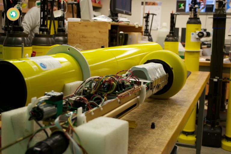 Looking inside a biogeochemical Argo float. Photo courtesy of Earle Wilson, SOCCOM project.