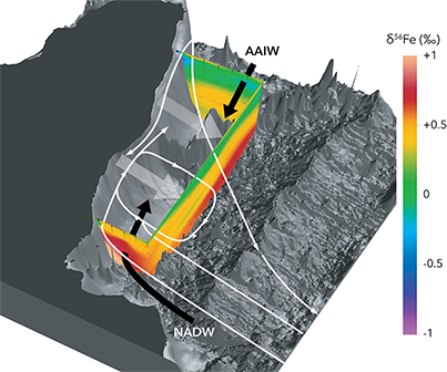 Iron is a key micronutrient for primary production in the surface ocean. Iron isotopes can provide a window into the sources and cycling of iron to the surface and deep ocean