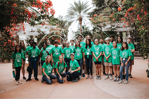 A group of Jr Scientists pose for a picture before starting their day at the Science Festival in 2019. 