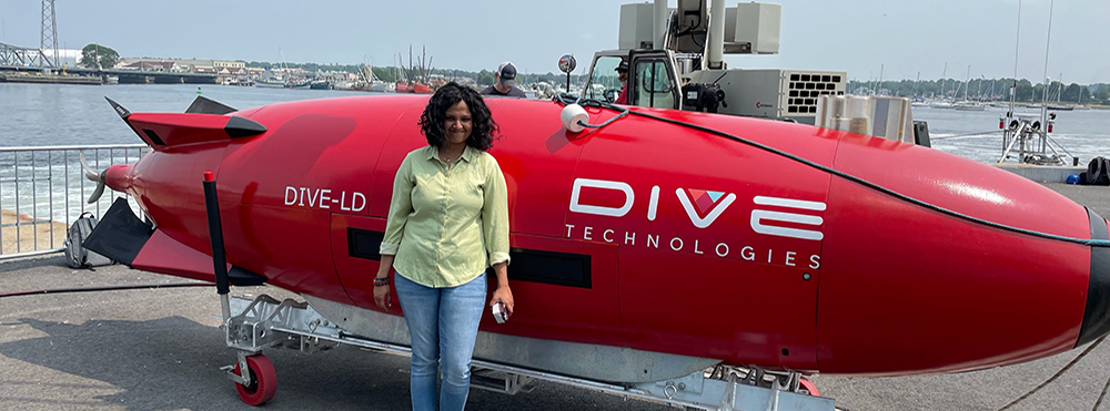 Lakshmi Miller, assistant professor of hydrography, is an ocean engineer with expertise in developing autonomous and uncrewed underwater vehicles. Courtesy of Lakshmi Miller