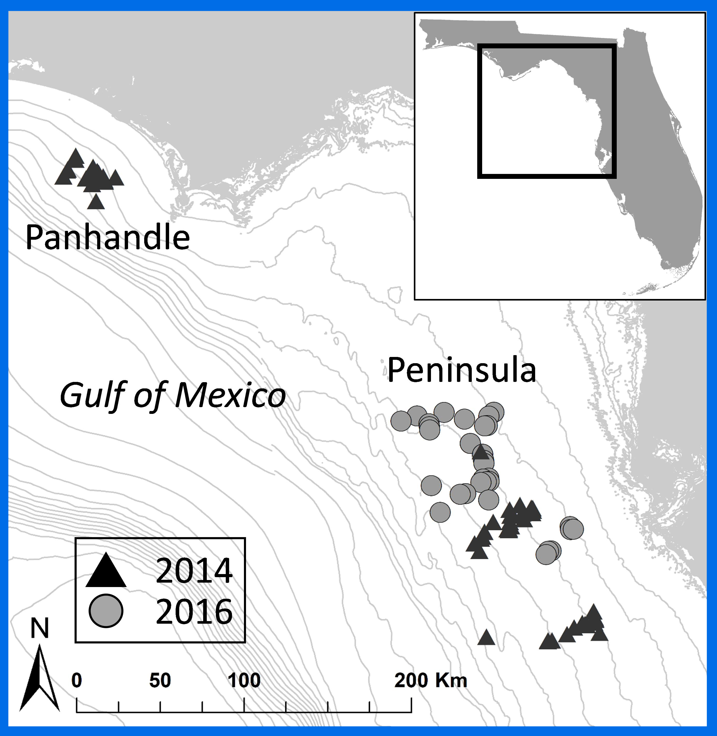 Map showing sampling locations for this study.