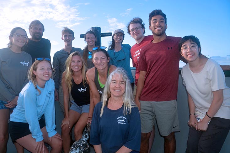 Members of the 2022 Pelagic Ecology course on the final day of the cruise. Photo Credit: Dr. Tracy Shaw
