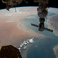 A study by College of Marine Science researchers used NASA satellite data to observe oil pollution in the Persian Gulf, pictured here [Photo courtesy of NASA]