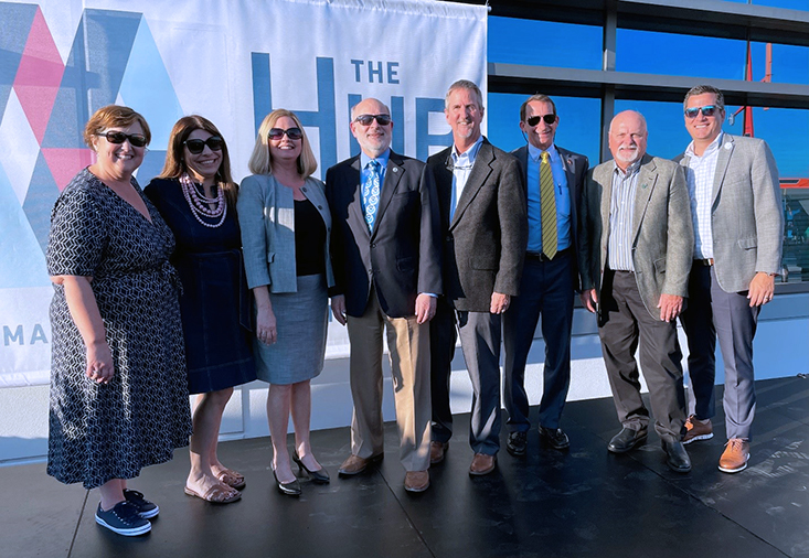 Caption: From left to right, Alison Barlow, Executive Director of the St. Petersburg Innovation District; City Council Member Lisset Hanewicz; St. Petersburg City Council Chair Gina Driscoll; NOAA Administrator Dr. Rick Spinrad; Tom Frazer, dean of the USF College of Marine Science; Ed Montanari, St. Petersburg City Council Member; Steve Murawski, Professor and St. Petersburg Downtown Partnership Peter R. Betzer Endowed Chair at the USF College of Marine Science; City Council Member Charles Copley Gerdes.
