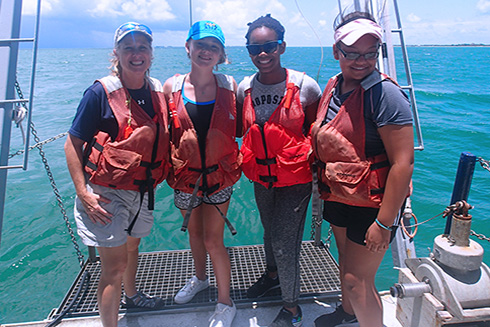 Teresa Greely with students at Oceanography Camp for Girls