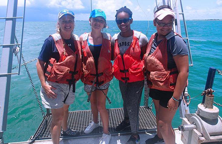 Teresa Greely with students at Oceanography Camp for Girls 