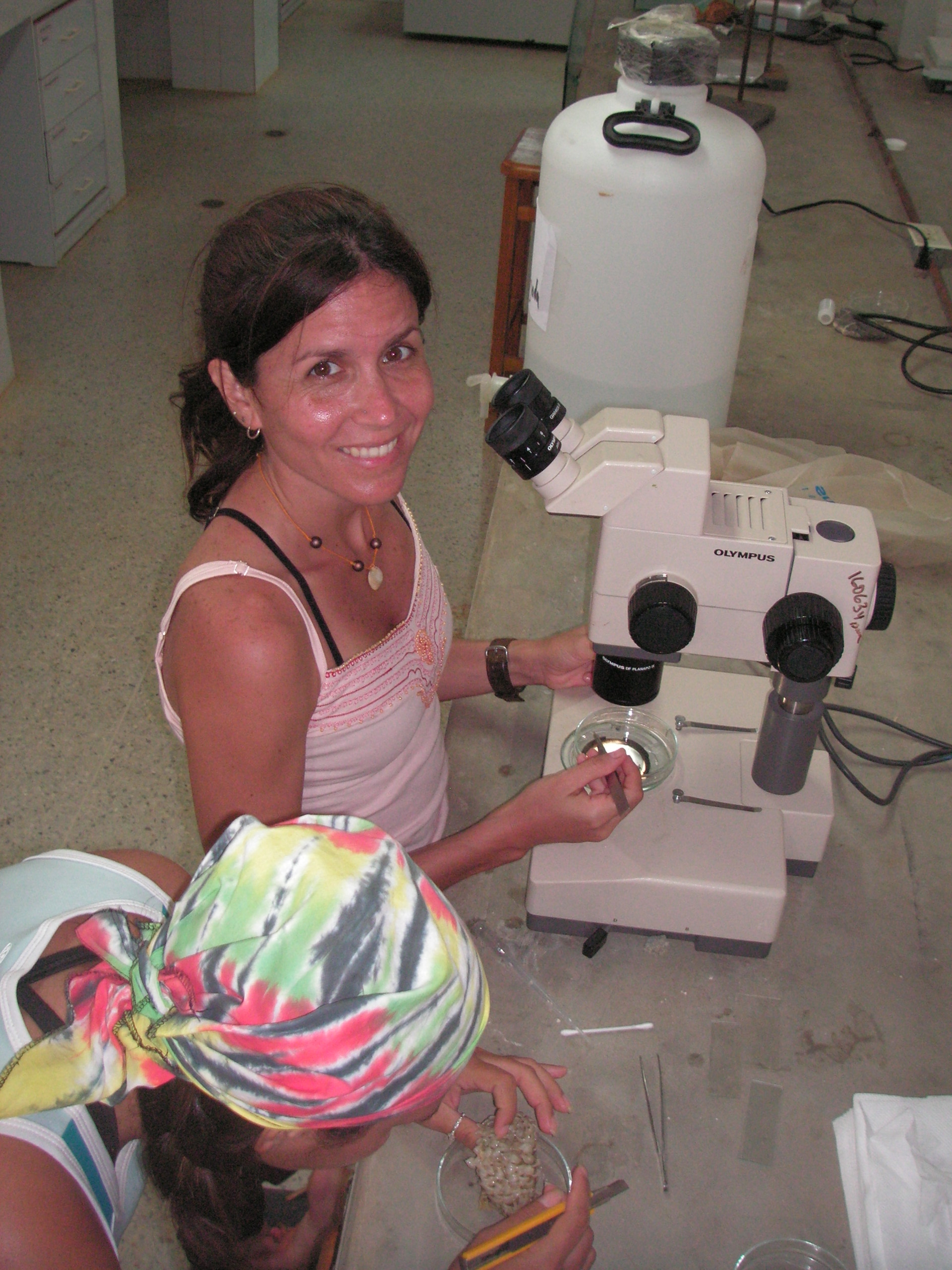 Peralta Brichtova conducting lab work in Venezuela.