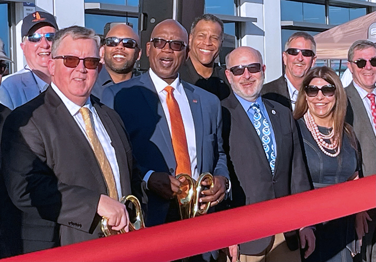 Caption: Pinellas County Commission Chair Charlie Justice (left) and Mayor Ken Welch (center) were joined by several stakeholders and invited guests, such as Dr. Rick Spinrad (right of Mayor Welch).