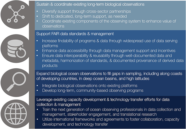 Possible future directions for a sustained, coordinated biological ocean observing system based on the results of this study.