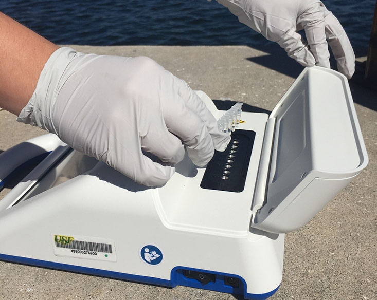 The Red Tide Chek being readied to process samples in the field. Photo courtesy of Dana Nieuwkerk.