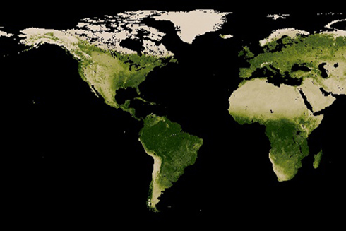 NASA scientists use satellites to map the vegetation index, which is the