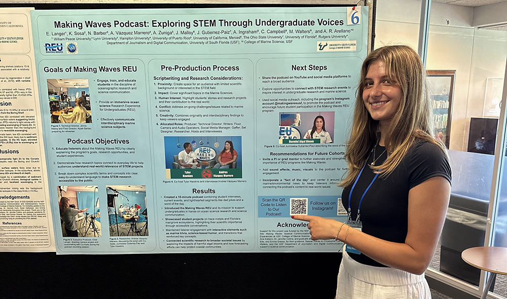 REU scholar Elise Langer shares her experiences and the creation of the Making Waves podcast. Photo Credit: Jess Van Vaerenbergh