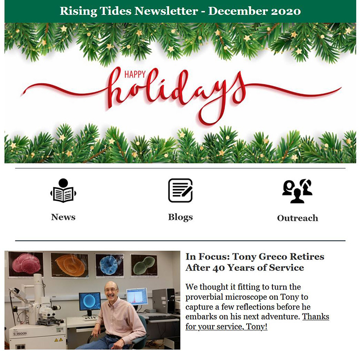 Rising Tides Newsletter, December 2020 edition.