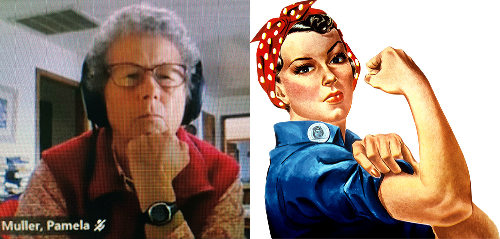 Candid shot of Pam, snapped during a recent “Picture a Scientist” screening event and virtual panel discussion. The film addresses gender bias in science.