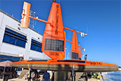 A Saildrone at the Maritime and Defense Technology Hub in St. Petersburg’s Innovation District. Photo by Mark Parker.
