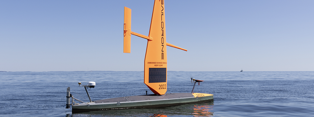 Saildrone Voyager equipped for coastal mapping in the Atlantic Ocean. Credit: Courtesy Saildrone.