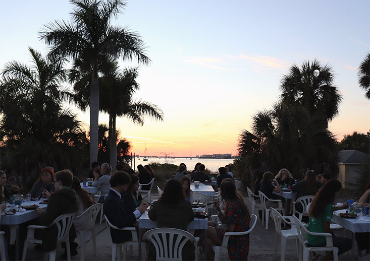 Teams gathered for a dinner the night before the event to hear guest speakers and meet other competitors. 